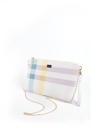 Silver & Polo SP1034 Kadın Portföy & Clutch Ekose Lila-Pembe