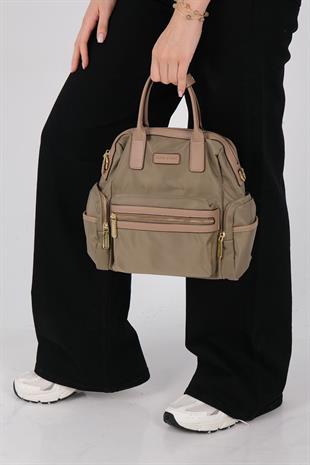 1211 Kadın Sırt Çantası  Yeşil-Kum