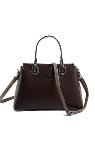 Silver & Polo SP1253 Kadın El Çantası Düz Kahve-Vizon