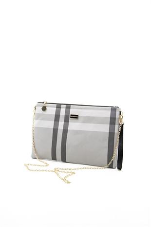 Silver Polo A.Gri - A.Taba Ekose Kadın Portföy ve Clutch El Çantası SP1034