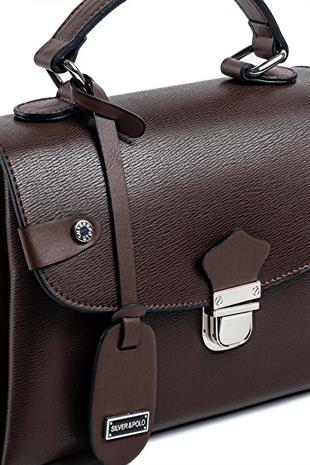 Silver & Polo SP1159 Kadın El Çantası Düz Kahve-Kahve
