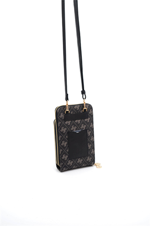 Silver & Polo SP1011 Kadın Telefon Çantası Monogram Füme-Siyah