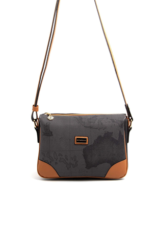 Silver & Polo SP784 Kadın Çapraz Çanta Harita Siyah-A.Taba