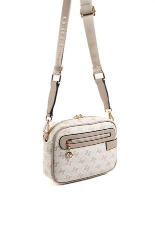 Silver Polo SP1256 Kadın Çapraz Çanta Monogram Bej-Kum