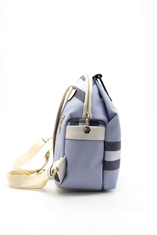 Silver & Polo SP771 Kadın Sırt Çantası Ekose Mavi-Kemik