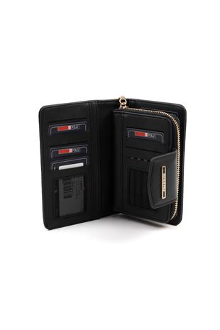 Silver & Polo Siyah Beyaz - Siyah SP1202 Kadın Cüzdan & Kartlık