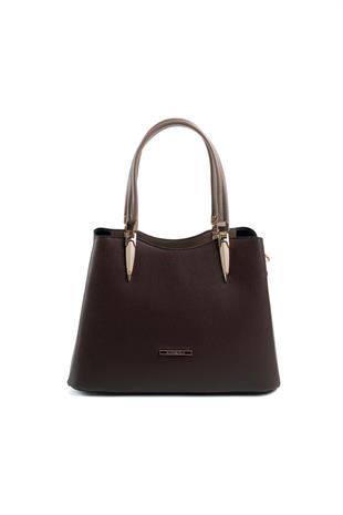 Silver & Polo SP1205 Kadın El Çantası Düz Kahve-Vizon