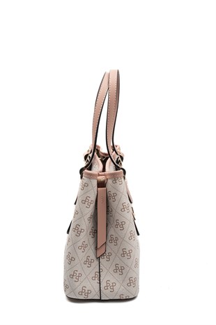 Silver & Polo SP1252 Kadın El Çantası Monogram Pembe-Somon