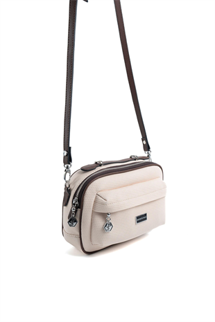 Silver & Polo SP1186 Kadın Çapraz Çanta Petek Bej-Kahve