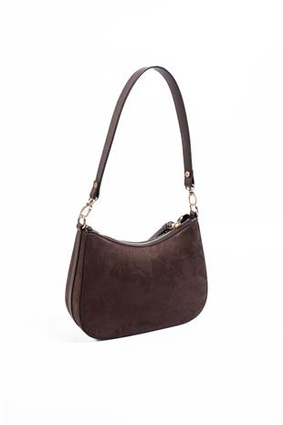 Silver Polo Kahve - Kahve Süet Kadın Omuz Çantası SP1259