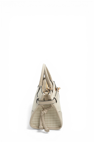 Silver & Polo SP1260 Kadın El Çantası Kaz Ayağı Ekose Kum-Kum Beji