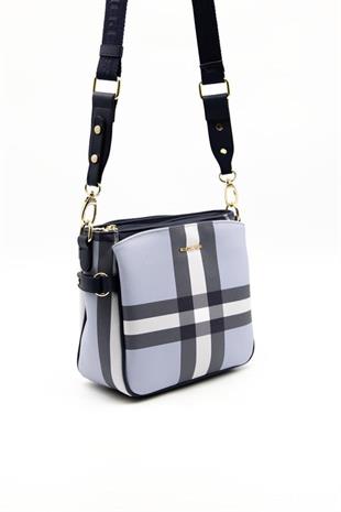Silver & Polo SP884 Kadın Çapraz Çanta Ekose Mavi-Lacivert
