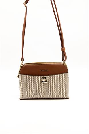 Silver & Polo SP623 Kadın Çapraz Çanta Hasır Bej-Taba