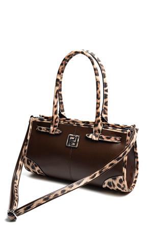 Silver & Polo SP1261 Kadın El Çantası Düz Kahve-Leopar Taba