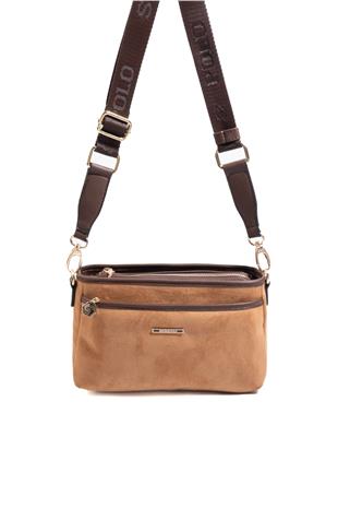 Silver & Polo SP1184 Kadın Çapraz Çanta Süet Taba-Kahve