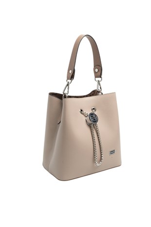 Silver & Polo SP967 Kadın Çapraz Çanta Düz Koyu Bej-Latte