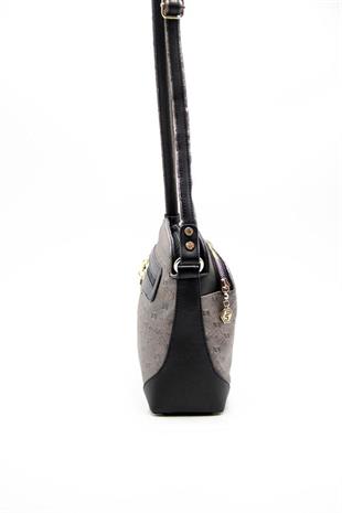 Silver & Polo SP364 Kadın Çapraz Çanta Logolu Platin-Siyah