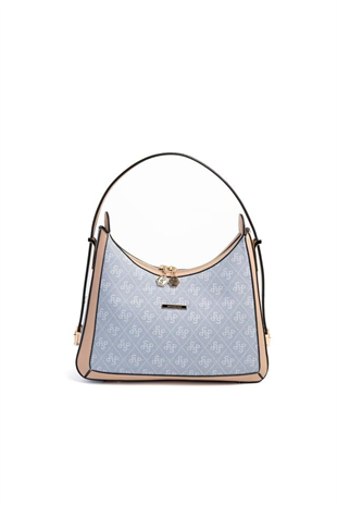 Silver Polo SP1187 Kadın Omuz Çantası Monogram Mavi-Ten