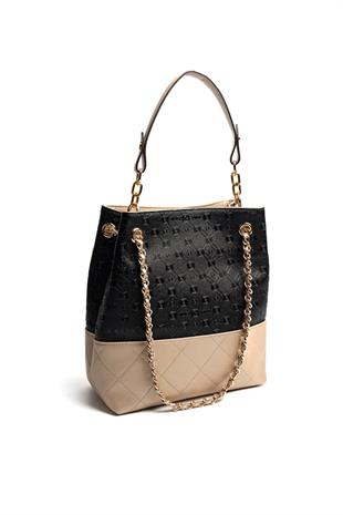 Silver & Polo SP1262 Kadın Omuz Çantası Logolu Siyah-S.Nut