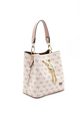 Silver & Polo SP967 Kadın Çapraz Çanta Monogram Pembe-Somon