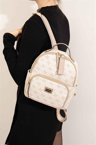Silver Polo Bej - Kum Monogram Kadın Sırt Çantası SP1130