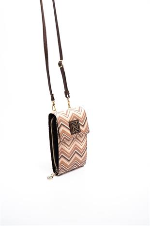 Silver & Polo SP1145 Kadın Telefon Çantası Ekose Nut-Kahve