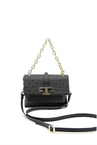 Silver & Polo SP1148 Kadın Çapraz Çanta Logolu Siyah-Siyah