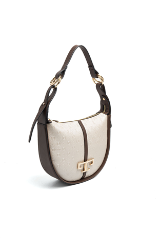 Silver & Polo SP1270 Kadın Omuz Çantası Logolu Bej-Kahve