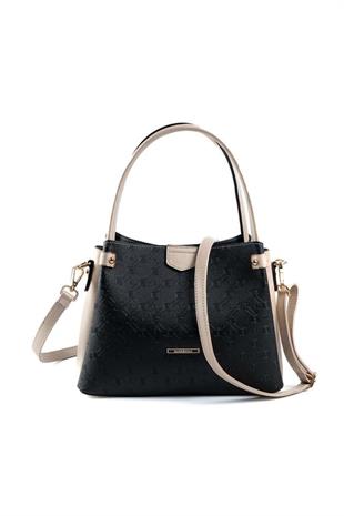 Silver & Polo SP1254 Kadın El Çantası Logolu Siyah-S.Nut