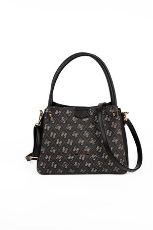 Silver & Polo SP1254 Kadın El Çantası Monogram Füme-Siyah