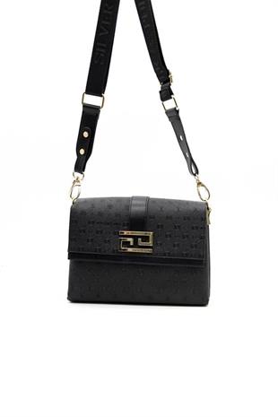 Silver & Polo SP1009 Kadın Çapraz Çanta Logolu Siyah-Siyah