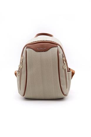 Silver & Polo SP906 Kadın Sırt Çantası Hasır Bej-Taba