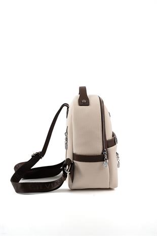Silver & Polo Bej - Kahve SP1061 Kadın Çanta Modelleri>Sırt Çantası