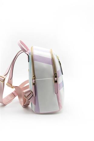 Silver & Polo SP901 Kadın Sırt Çantası Ekose Lila-Pembe