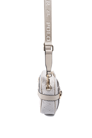 Silver & Polo SP1256 Kadın Çapraz Çanta Ekose Line Kare Bej-Kum Beji