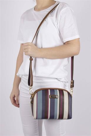 Silver Polo Mix - Taba Ekose Kadın Çapraz Çanta SP765