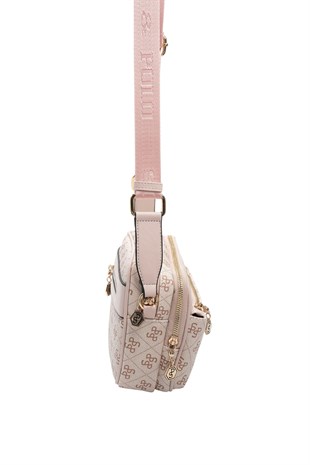 Silver Polo Pembe - Pudra Monogram Kadın Çapraz Çanta SP1162