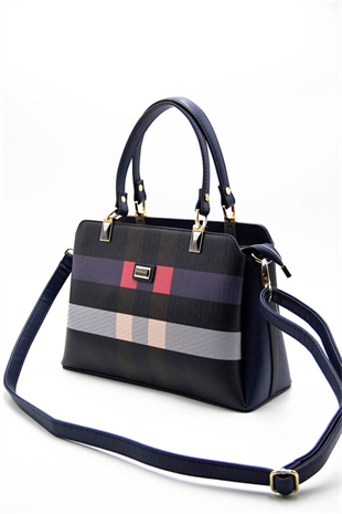 Silver & Polo SP972 Kadın El Çantası Ekose Lacivert