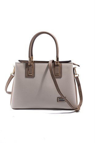 Silver & Polo SP1000 Kadın El Çantası Düz Bej-Latte