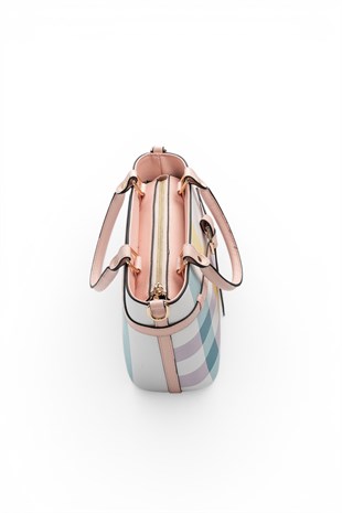 Silver Polo Lila - Pembe Ekose Kadın El Çantası SP1283