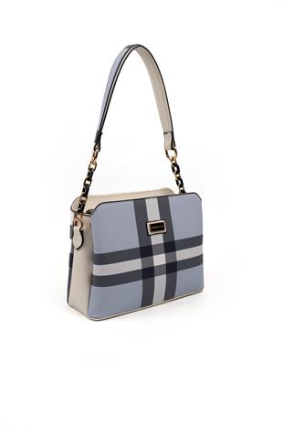 Silver & Polo Mavi - Kemik SP937 Kadın Omuz Çantası