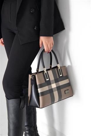 Silver & Polo SP1000 Kadın El Çantası Ekose Kahve-Siyah