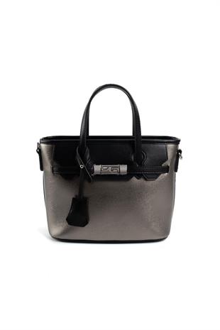 Silver & Polo SP1185 Kadın El Çantası Düz Platin-Siyah