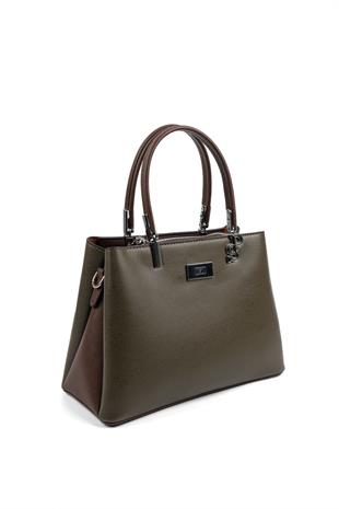 Silver & Polo SP1098 Kadın El Çantası Düz Zeytuni-Kahve