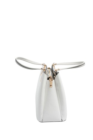 Silver & Polo SP1205 Kadın El Çantası Düz Beyaz-A.Gri