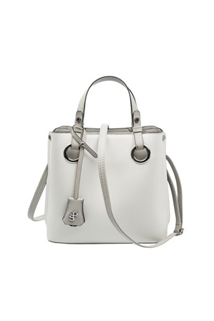 Silver & Polo SP975 Kadın El Çantası Düz Beyaz-A.Gri