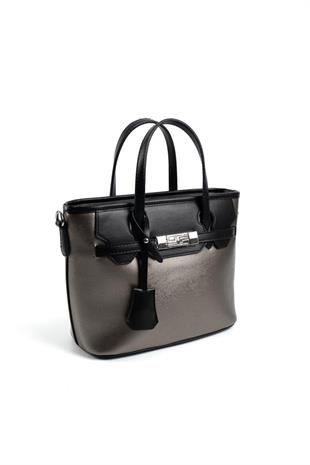 Silver & Polo SP1185 Kadın El Çantası Düz Platin-Siyah