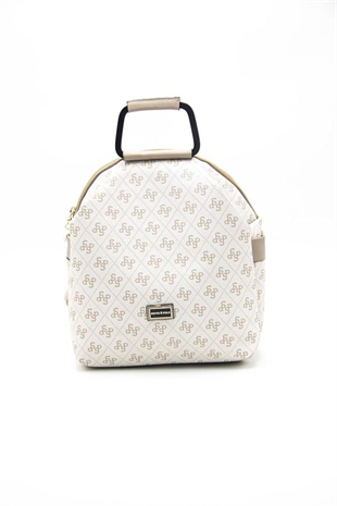 Silver & Polo SP771 Kadın Sırt Çantası Monogram Bej-Kum