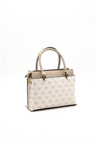 Silver & Polo SP826 Kadın El Çantası Monogram Bej-Kum