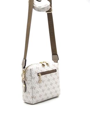 Silver & Polo SP1038 Kadın Çapraz Çanta Monogram Bej-Kum
